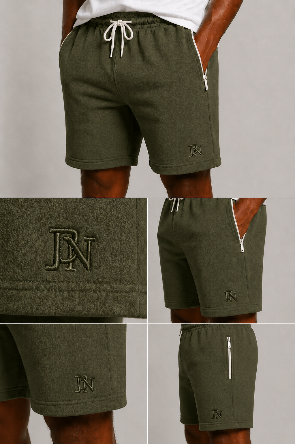 Men’s Premium Fleece Shorts with Zip Pockets & Embroidered Logo – Cotton Athletic Sweat Shorts