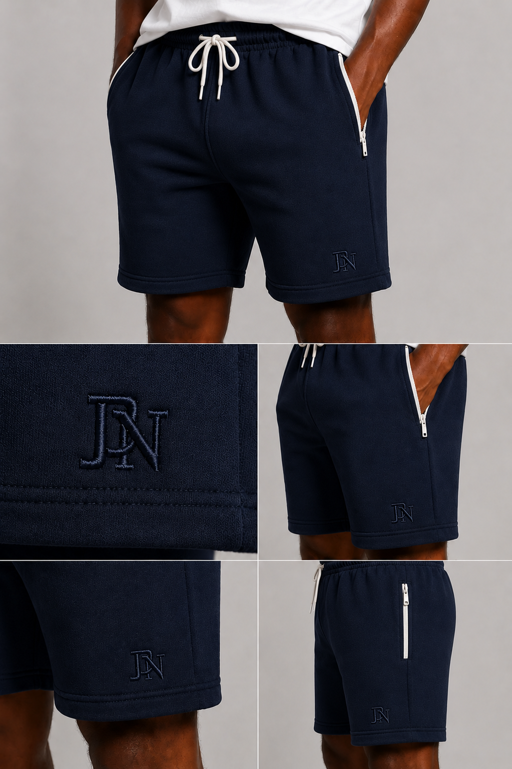 Men’s Premium Fleece Shorts with Zip Pockets & Embroidered Logo – Cotton Athletic Sweat Shorts