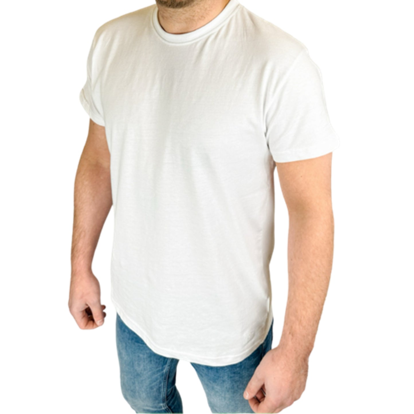 Men's JDN branded white premium quality short sleeve crew neck cotton blend t-shirt