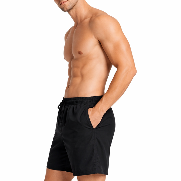 Men's Plain Black Swim Shorts