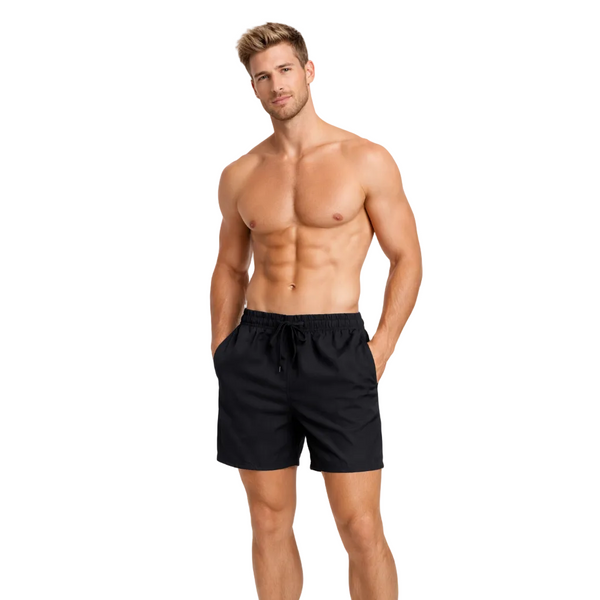 Men's Plain Black Swim Shorts