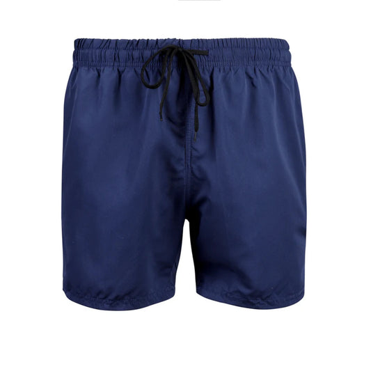 Men's plain navy swim shorts – quick-dry fabric with elastic waistband and drawstring