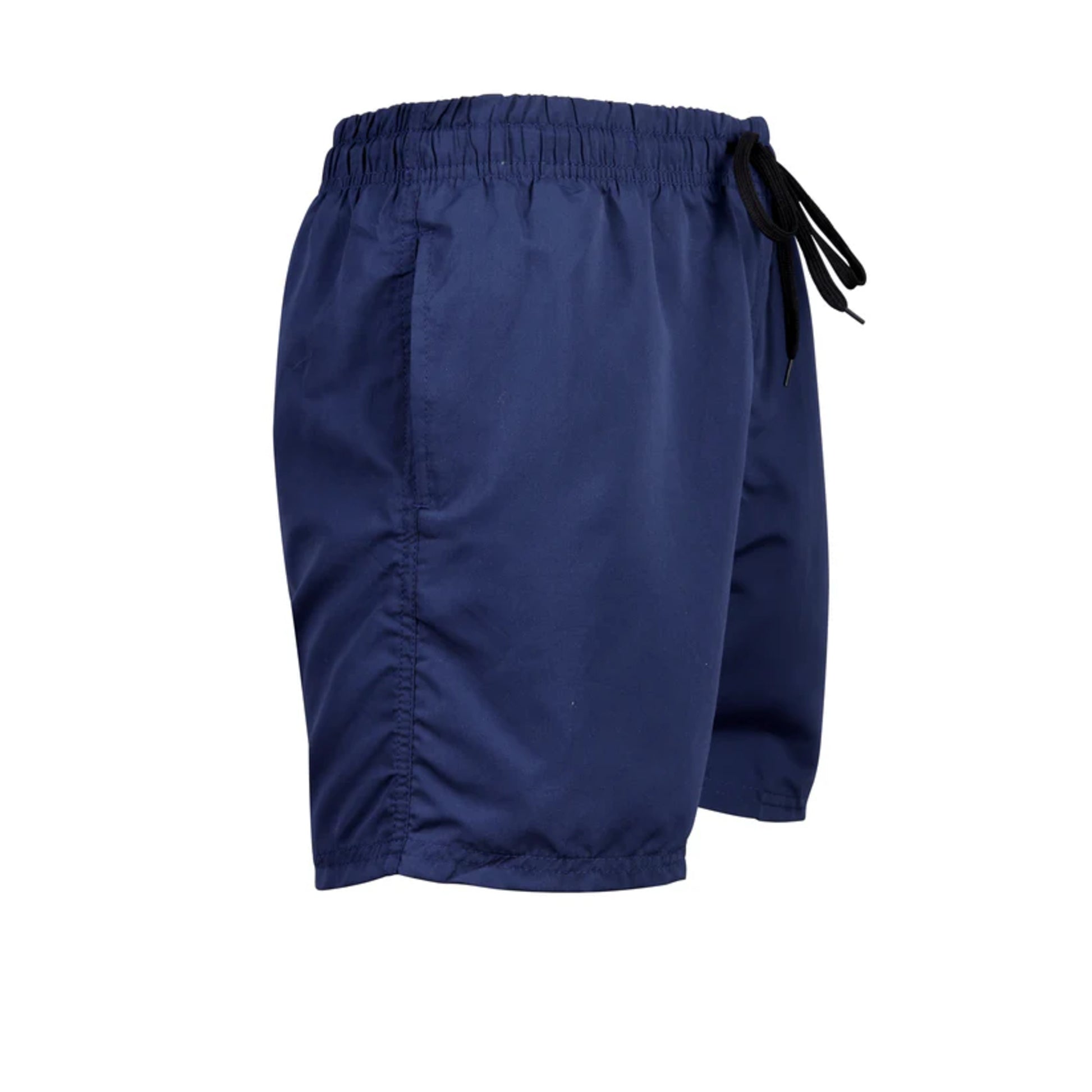 Men's plain navy swim shorts – quick-dry fabric with elastic waistband and drawstring
