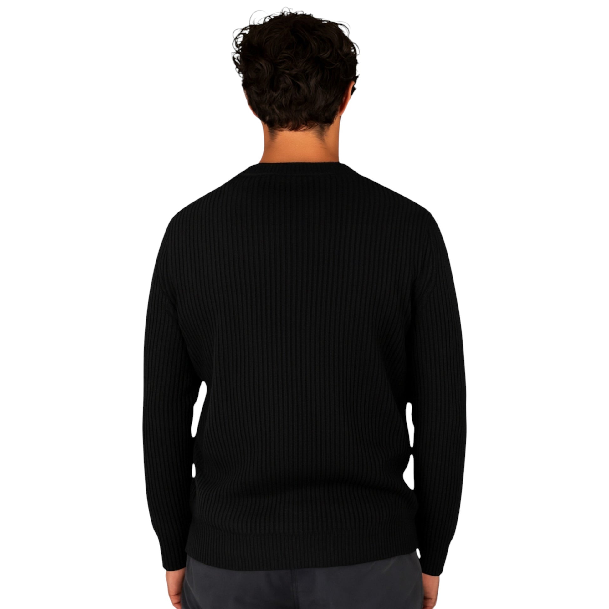 Men’s Ex Store Jack & Jones chunky knit jumper in black – classic crew neck sweater