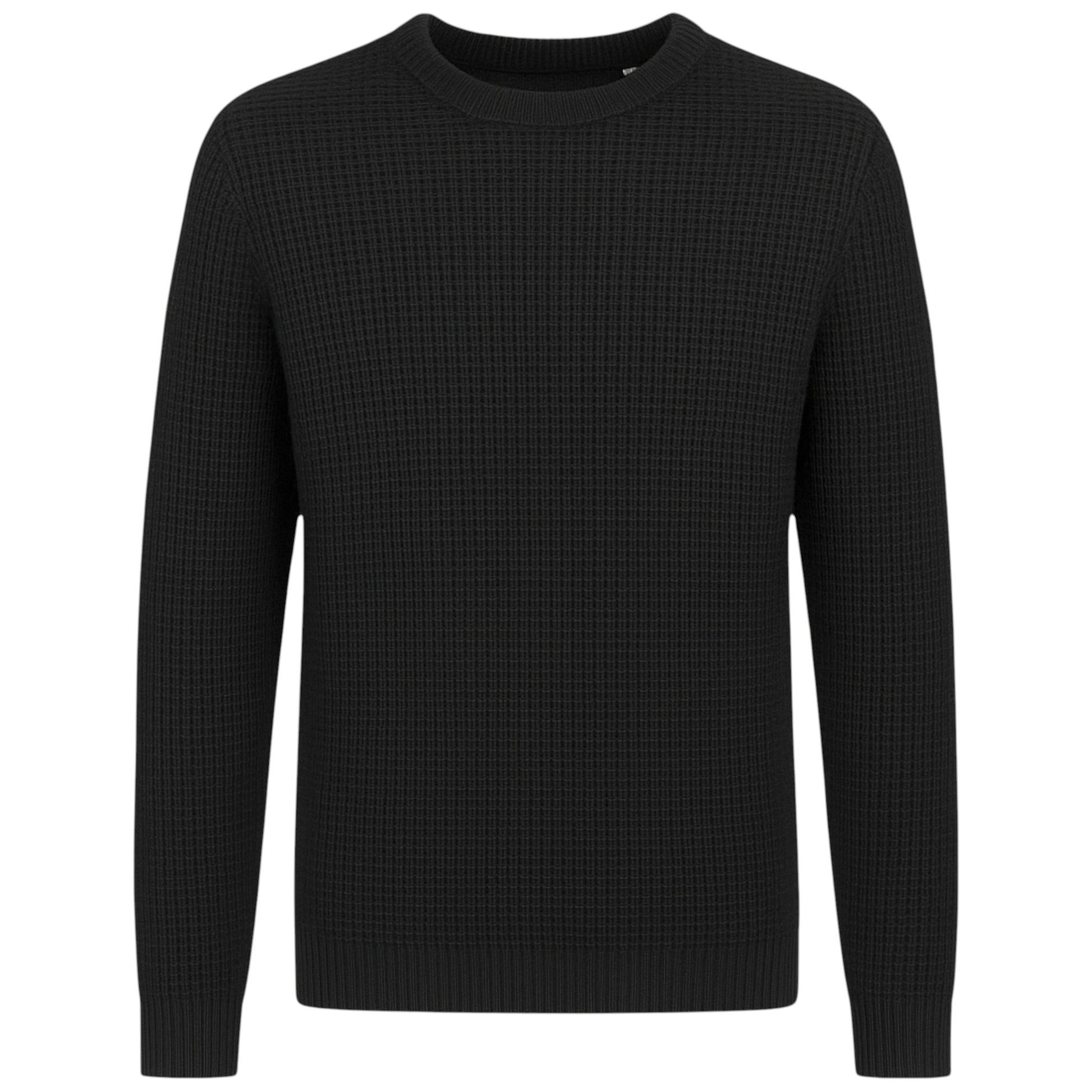 Men’s Ex Store Jack & Jones chunky knit jumper in black – classic crew neck sweater