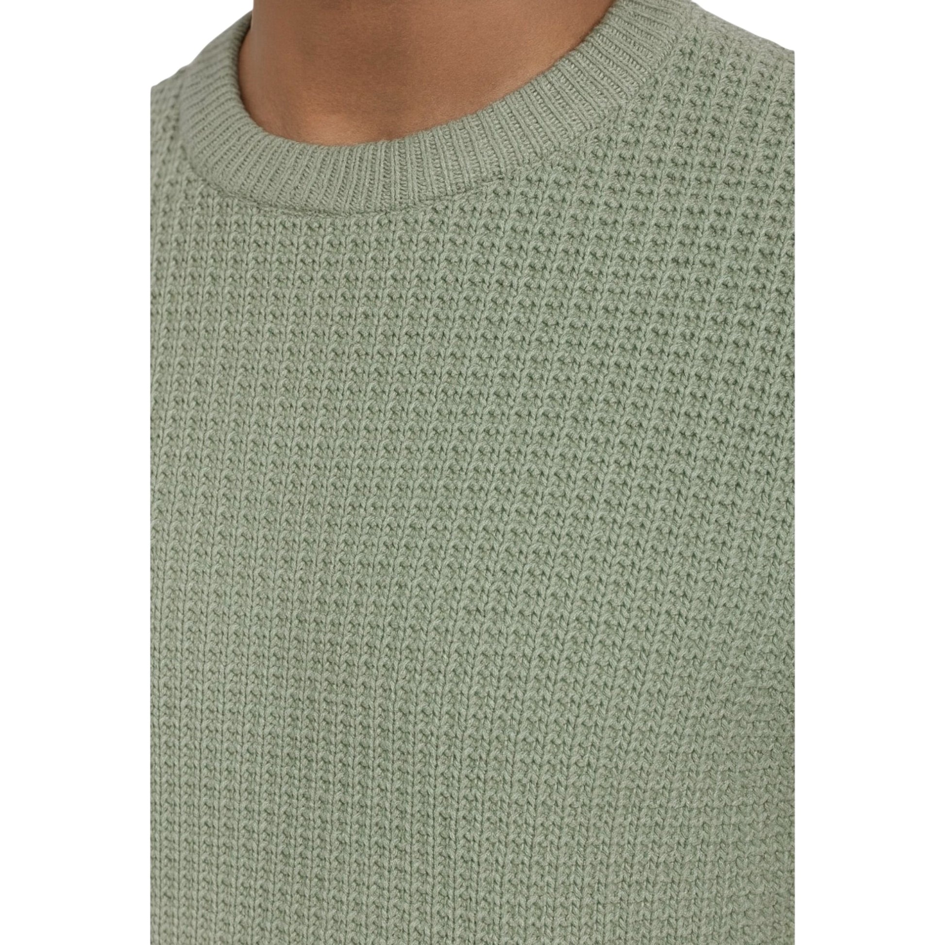 Men’s Ex Store Jack & Jones chunky knit jumper in light olive green – textured knit men’s sweater