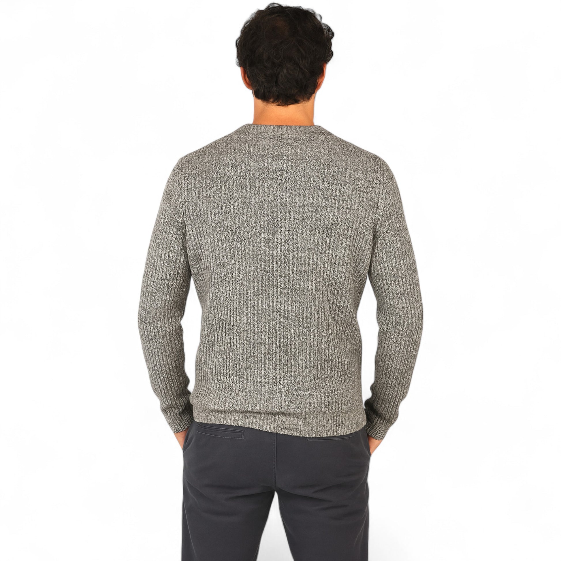 Men’s Ex Store Jack & Jones chunky knit jumper in grey twist – warm ribbed knit sweater for