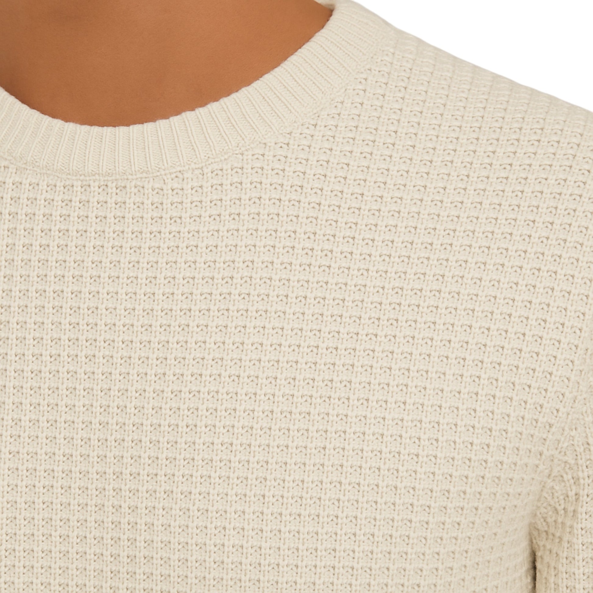 Men’s Ex Store Jack & Jones chunky knit jumper in white / sea salt – ribbed crew neck sweater
