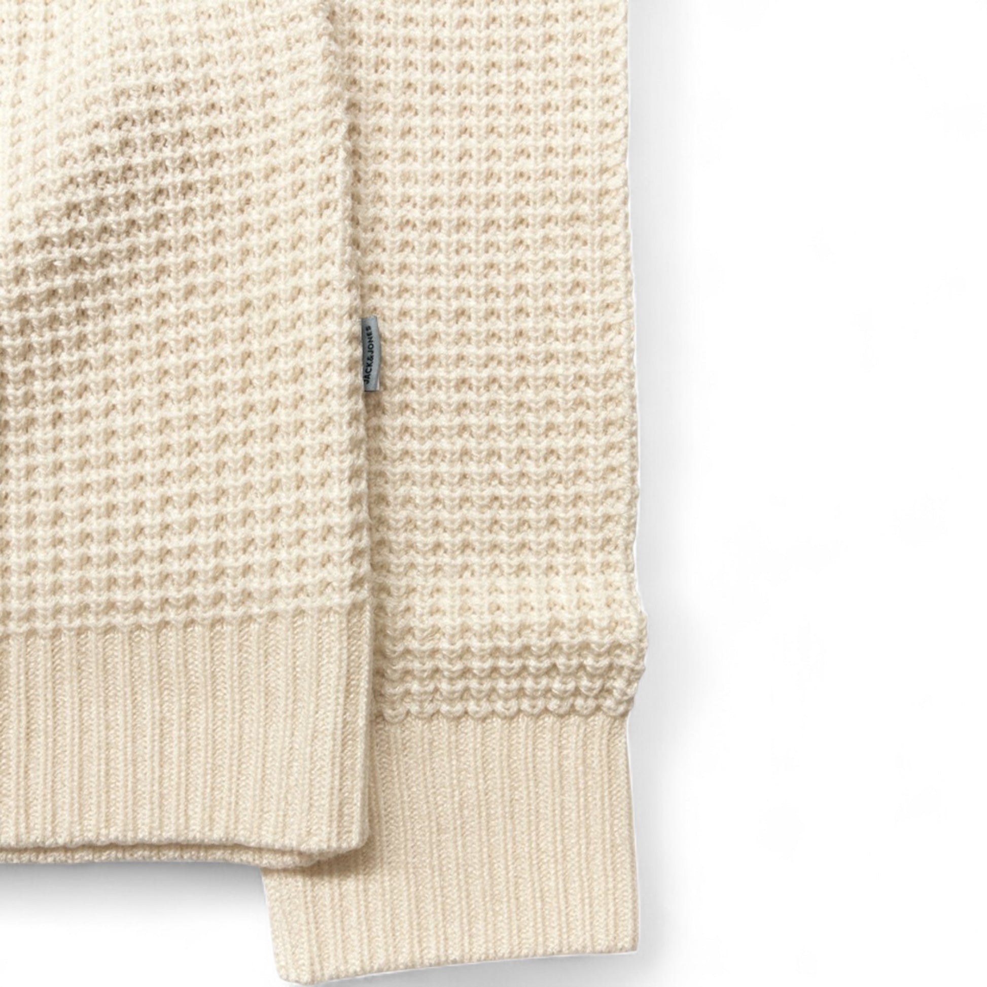 Men’s Ex Store Jack & Jones chunky knit jumper in white / sea salt – ribbed crew neck sweater