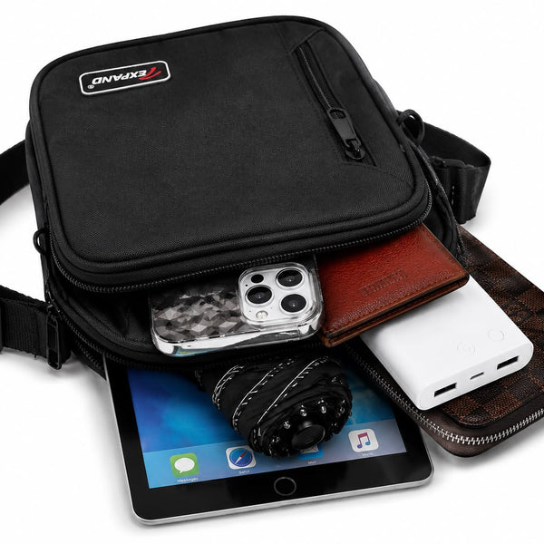 Mens Multi-pocket CrossBody bag Black