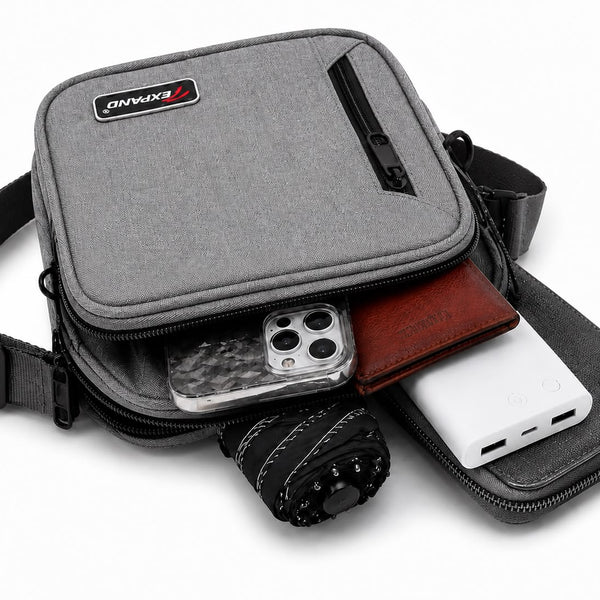 Mens Multi-pocket CrossBody bag Grey