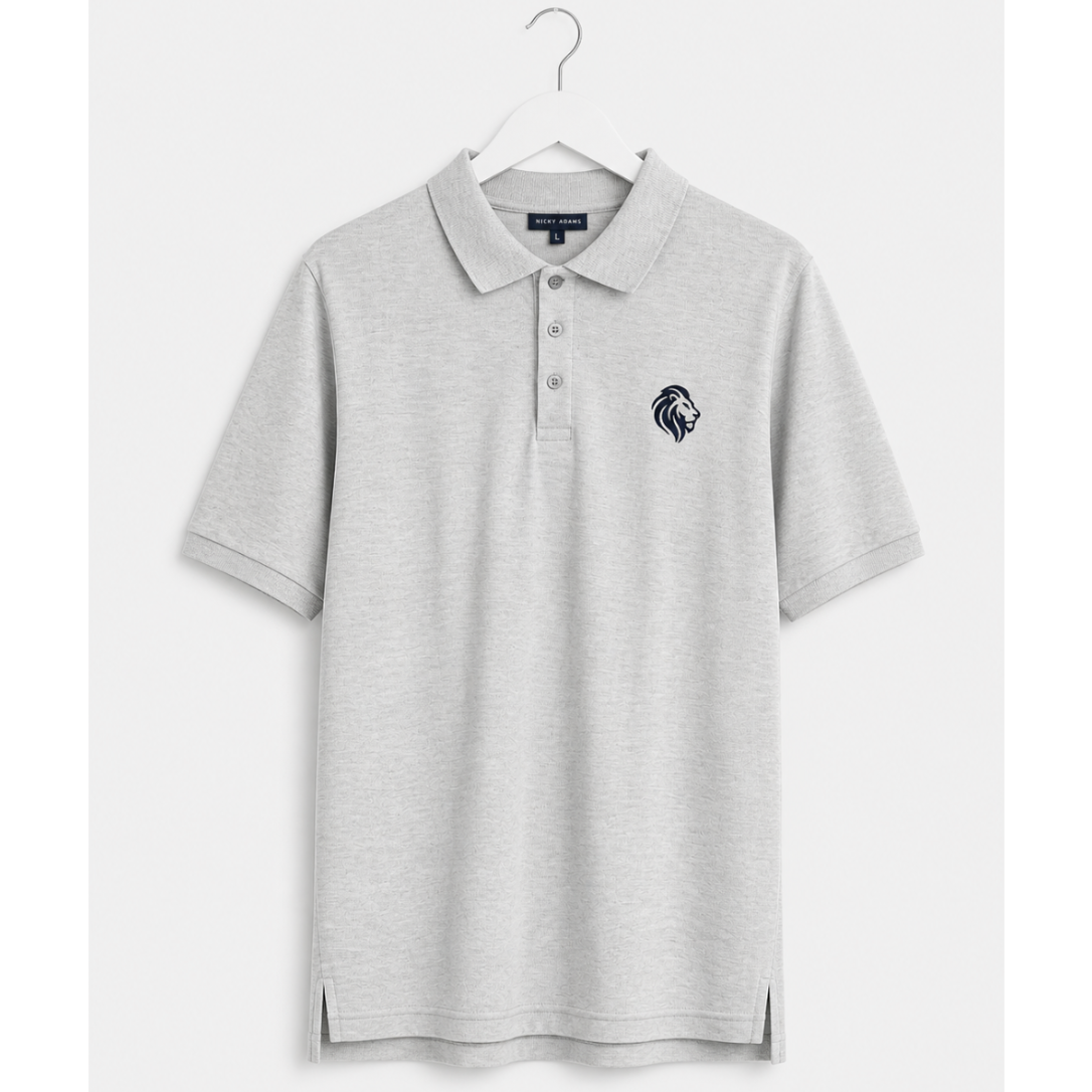 Nicky Adams JDN Grey Polo Shirt with Embroidered Lion Logo