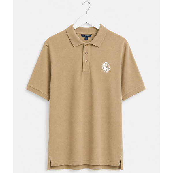 Men's Signature Logo Pique Polo (Light Khaki)