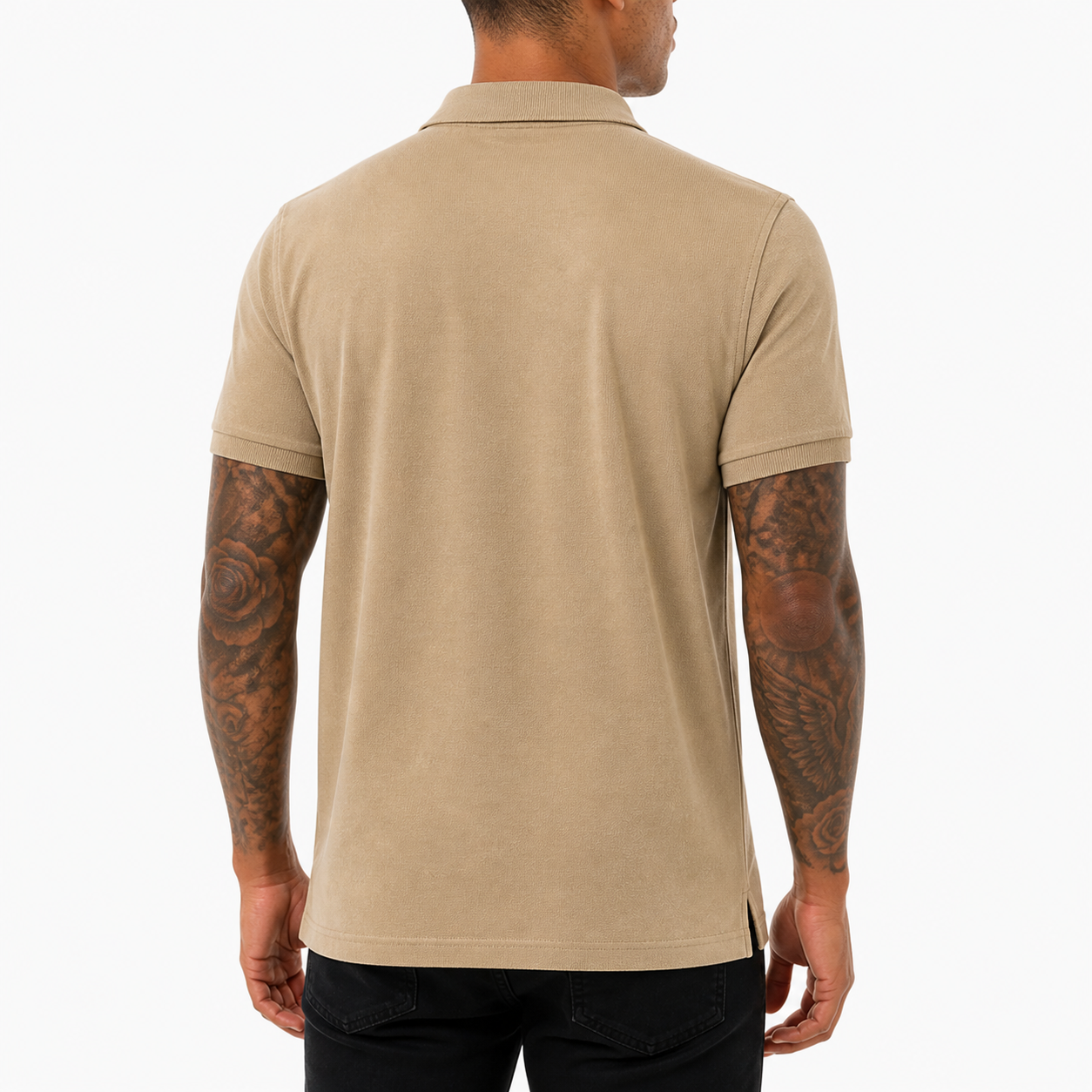Nicky Adams JDN Light Khaki Polo Shirt with Embroidered Lion Logo