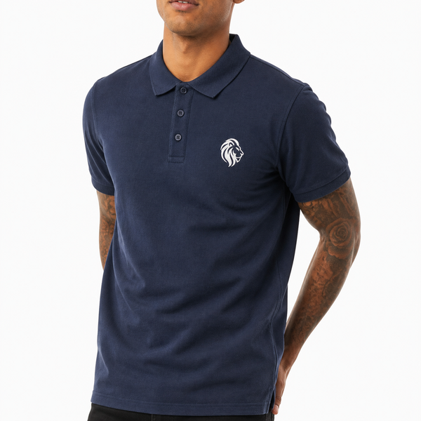 Men's Signature Logo Pique Polo (Navy)