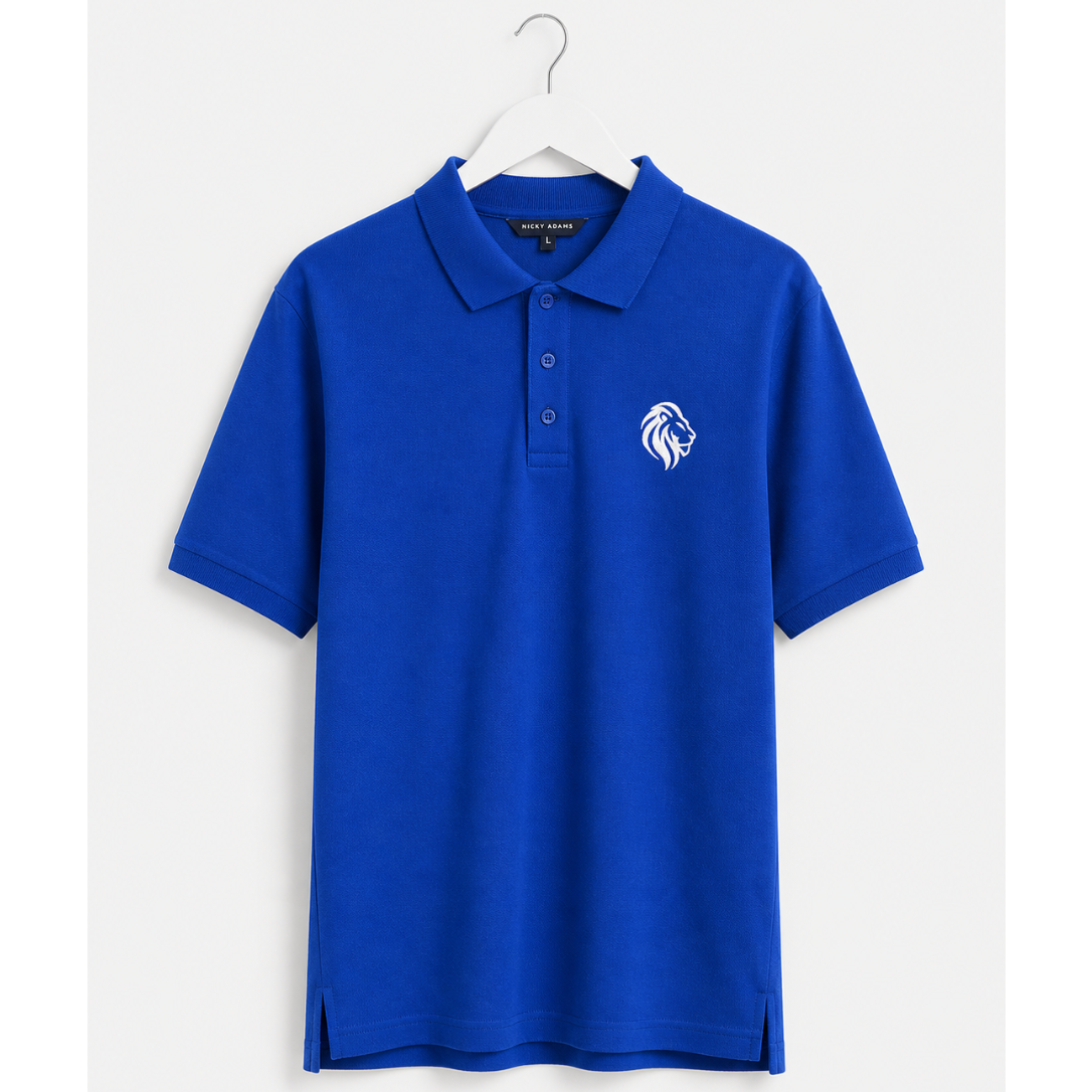 Nicky Adams JDN Royal Blue Polo Shirt with Embroidered Lion Logo