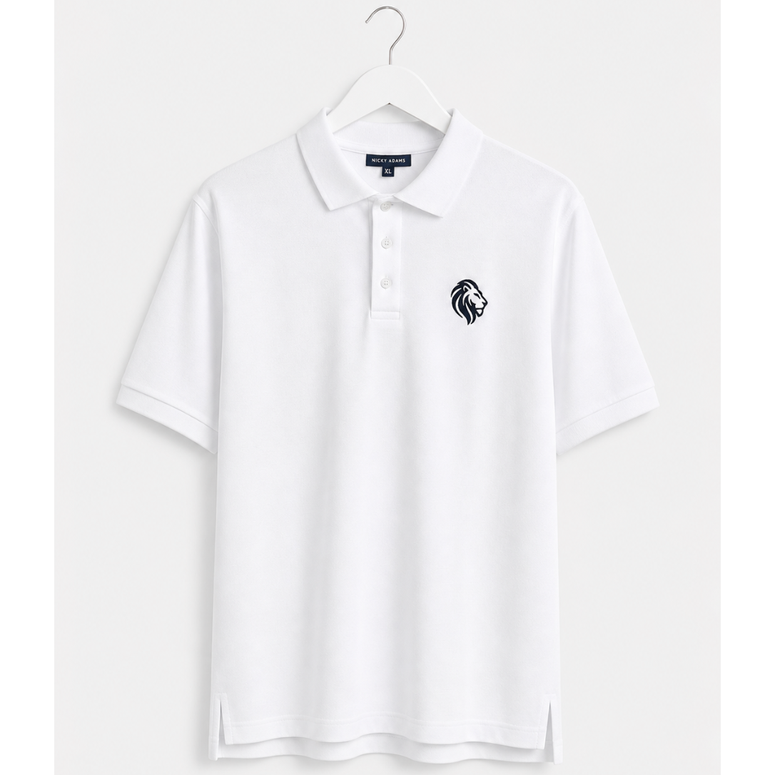 Nicky Adams JDN White Polo Shirt with Embroidered Lion Logo