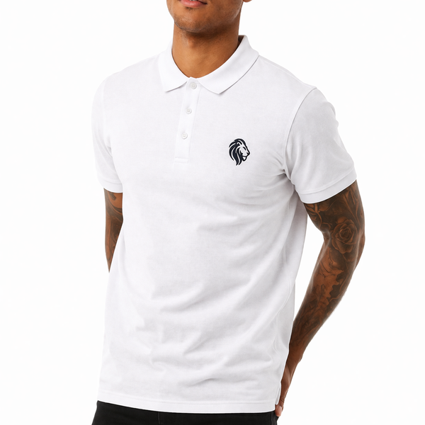 Men's Signature Logo Pique Polo (White)