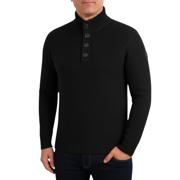 Men's Knitted Button Funnel Neck Jumper - Ex Store 'Firetrap'