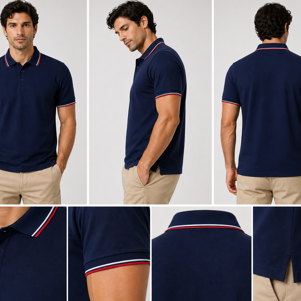 Men's Nicky Adams Tipped Polo (Navy)