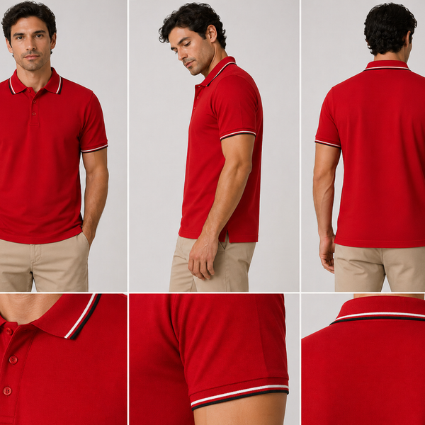 Men's Nicky Adams Tipped Polo (Red)