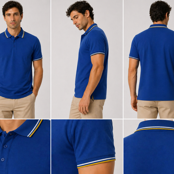Men's Nicky Adams Tipped Polo (Royal)
