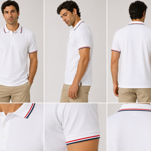 Men's Nicky Adams Tipped Polo (White)