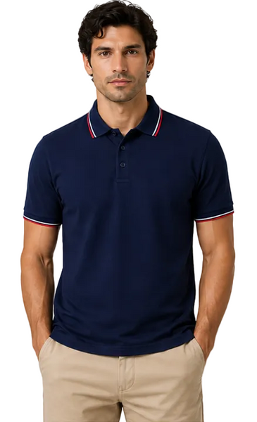 Men's Nicky Adams Tipped Polo (Navy)