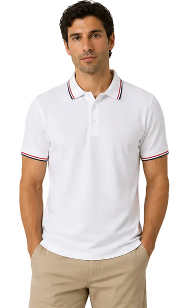 Men's Nicky Adams Tipped Polo (White)