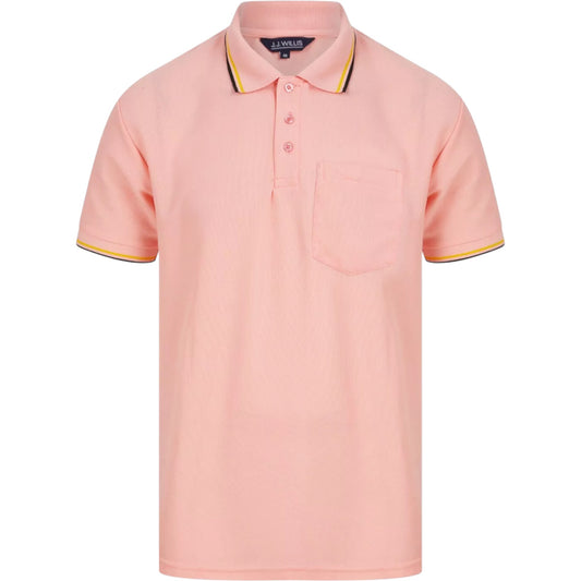 Mens Pink Tipped Collar Polo Shirt