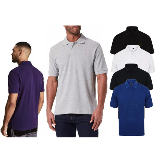 Men's short-sleeve men's polo shirt with classic collar in grey, navy, black, light khaki and white