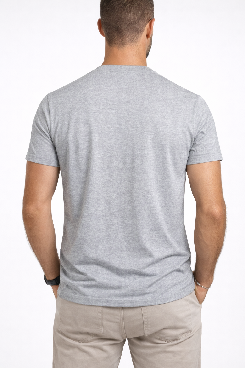 Men’s grey premium t-shirt front view casual style