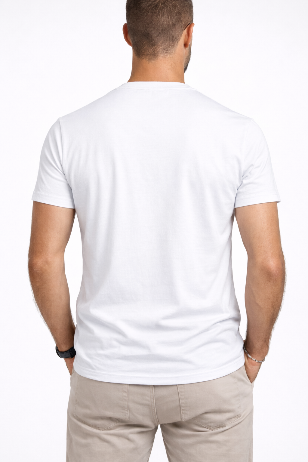 Men’s white premium t-shirt front view clean minimal style
