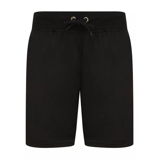 Men's black jersey sweat shorts with adjustable drawstring waistband and secure zip pockets