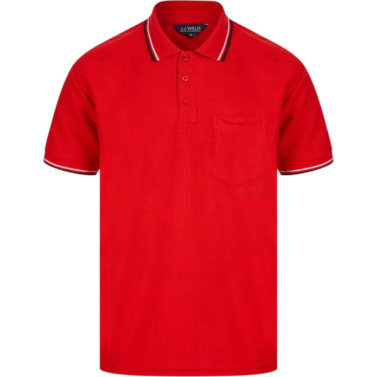 Mens Red Tipped Collar Polo Shirt