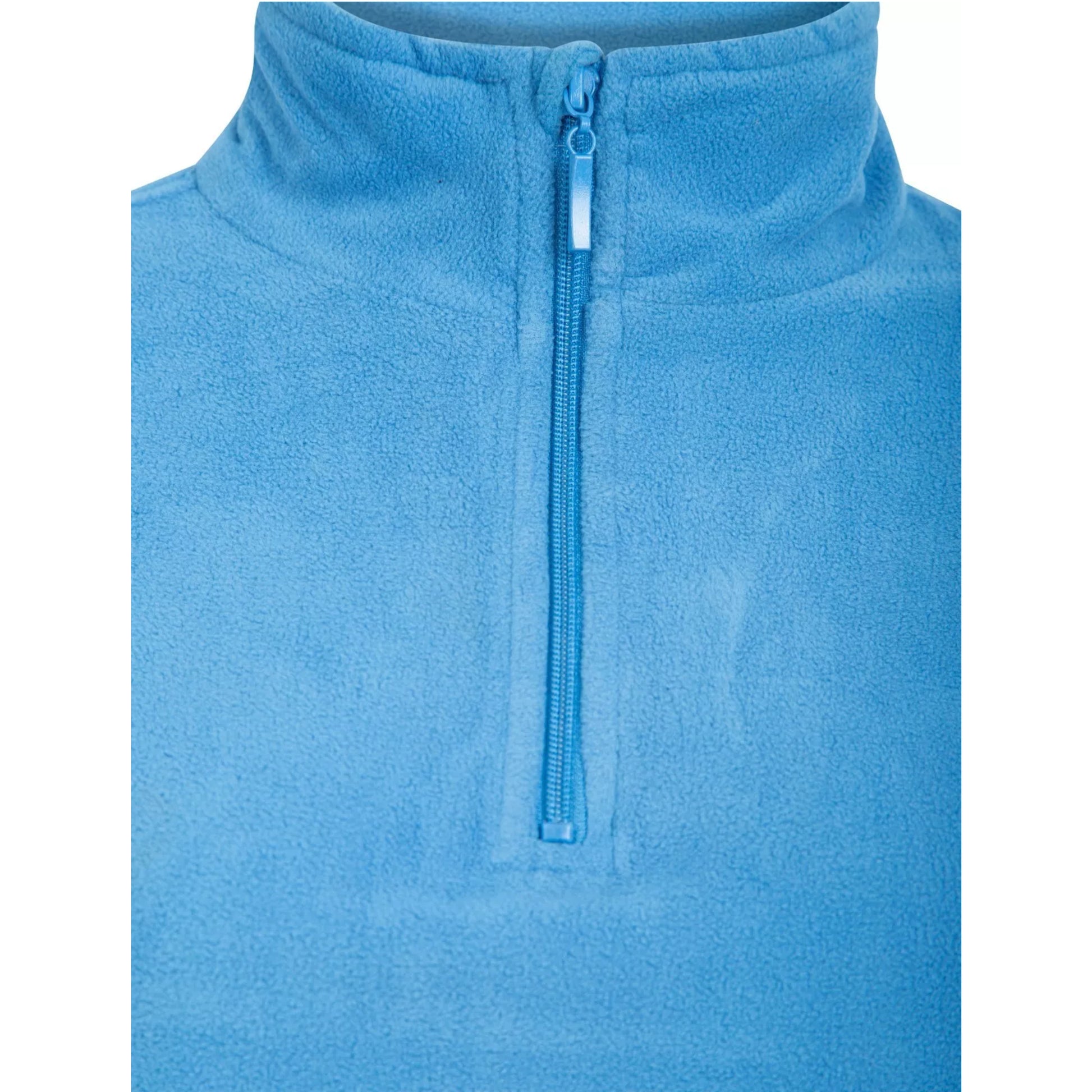 Men's microfleece half zip pullover jumper in bright blue, lightweight and warm long sleeve top for casual or outdoor wear