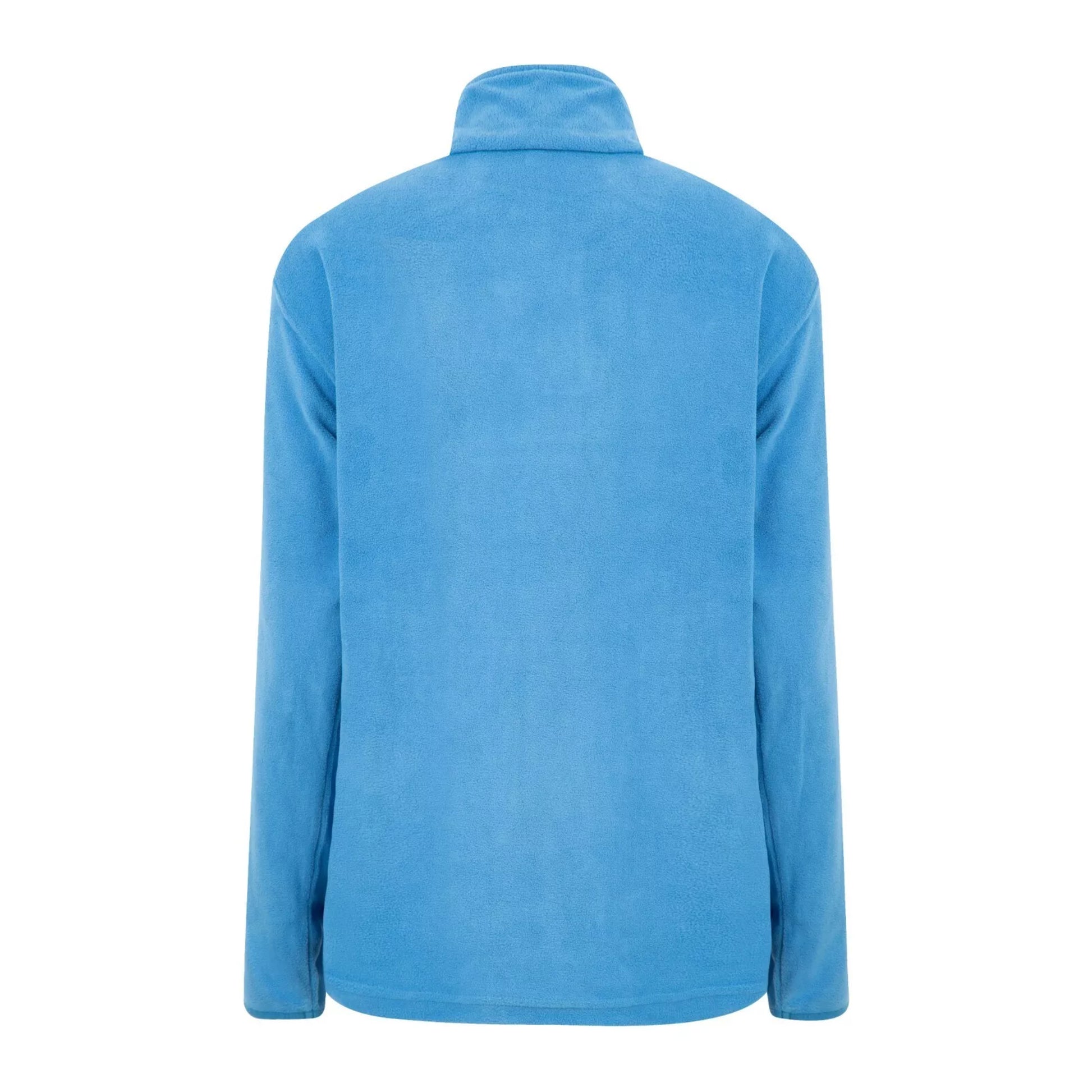 Men's microfleece half zip pullover jumper in bright blue, lightweight and warm long sleeve top for casual or outdoor wear