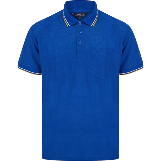 Mens Royal Blue Tipped Collar Polo Shirt