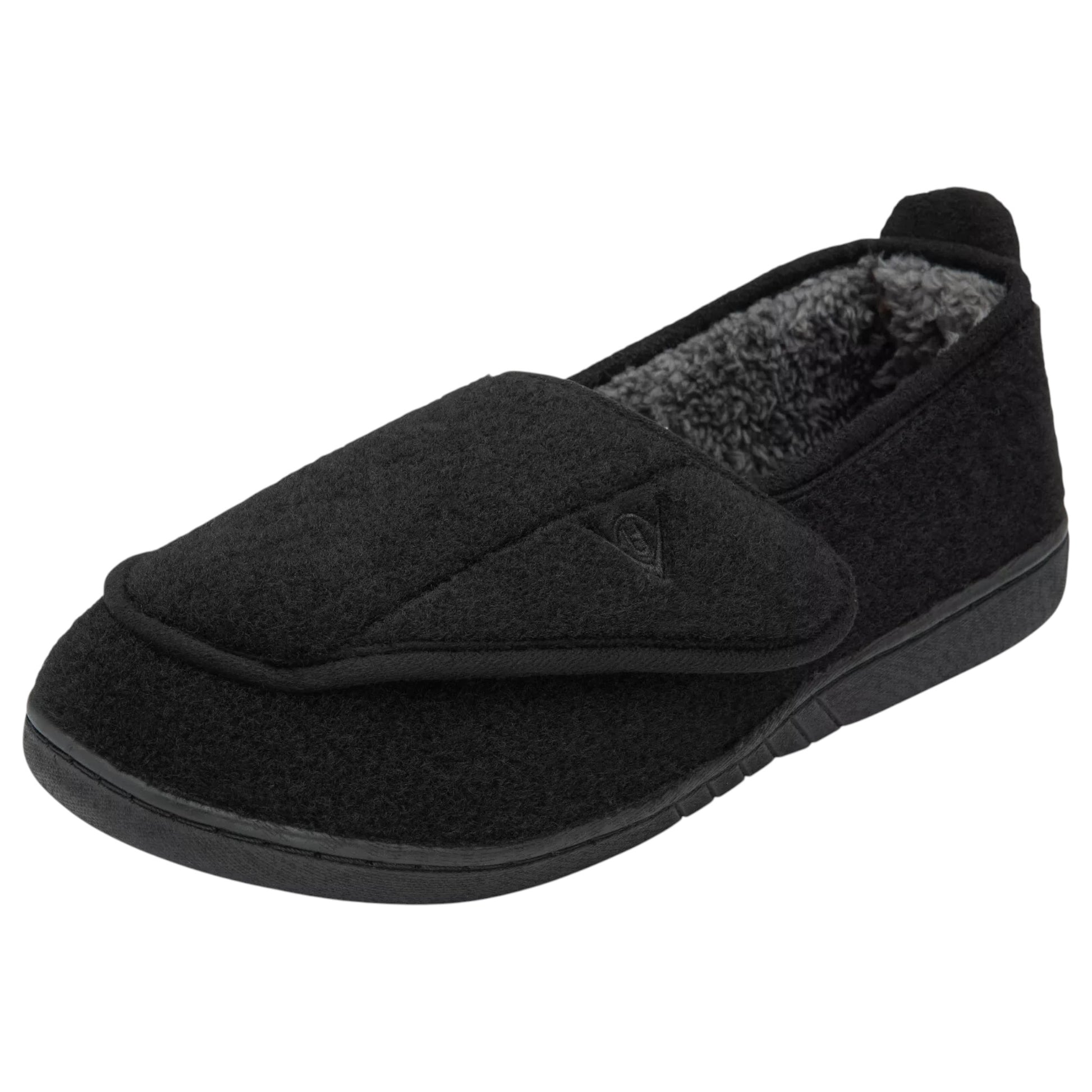 Dunlop men’s orthopaedic slippers with touch fastening and memory foam insole in black