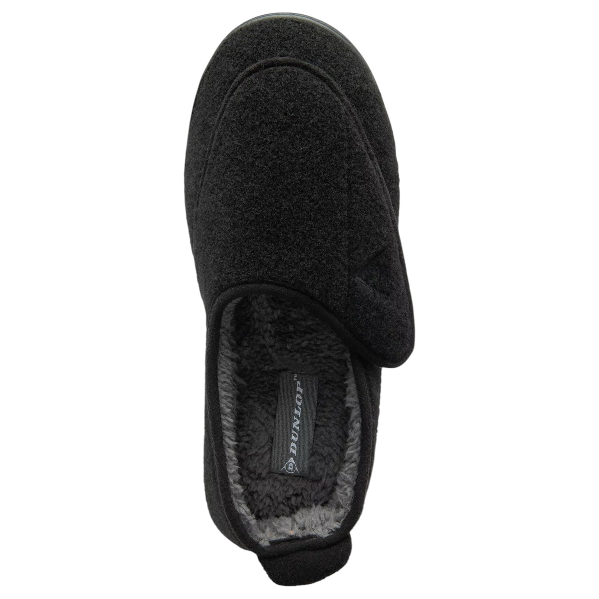 Dunlop men’s orthopaedic slippers with touch fastening and memory foam insole in black