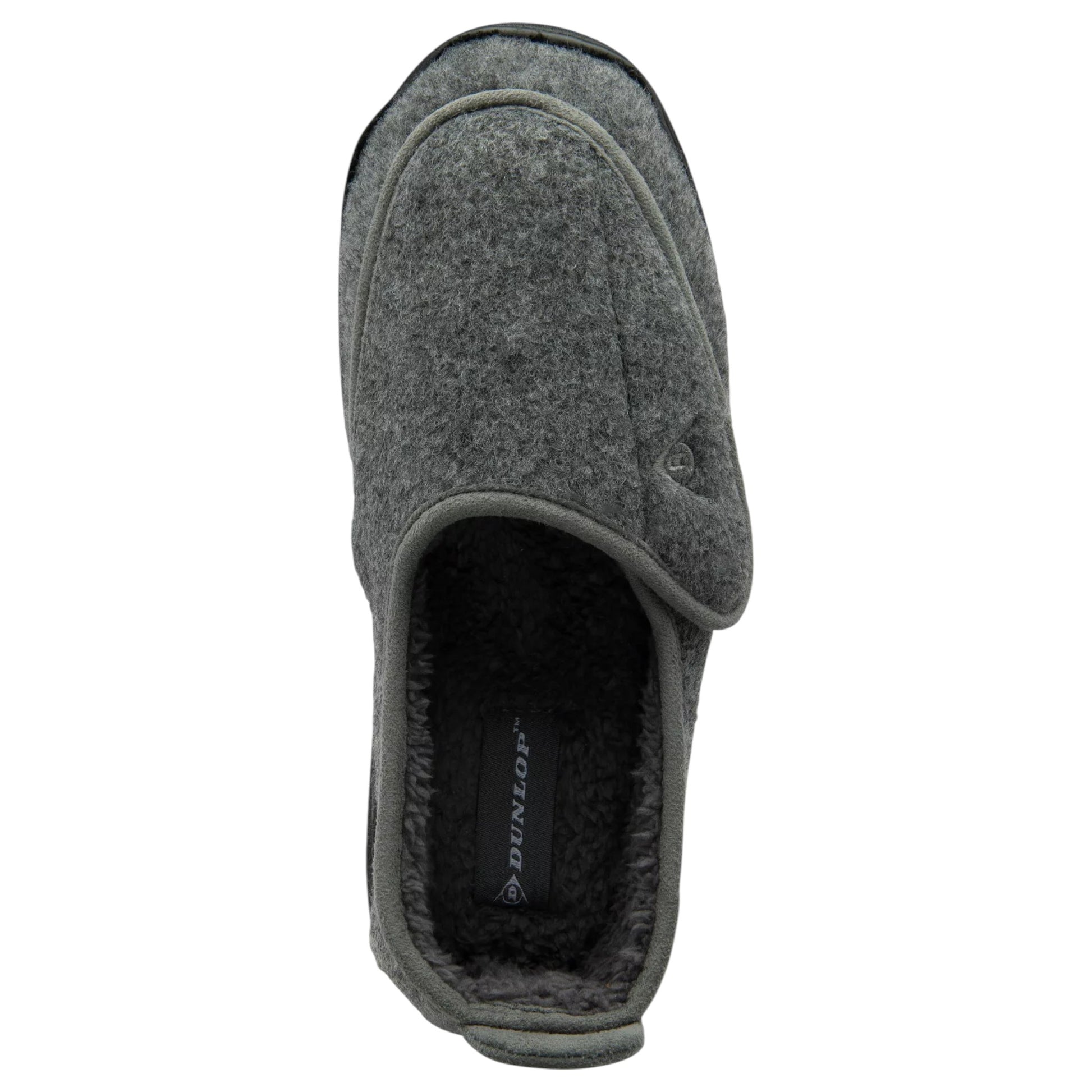 Dunlop men’s orthopaedic slippers with touch fastening and memory foam insole in charcoal grey