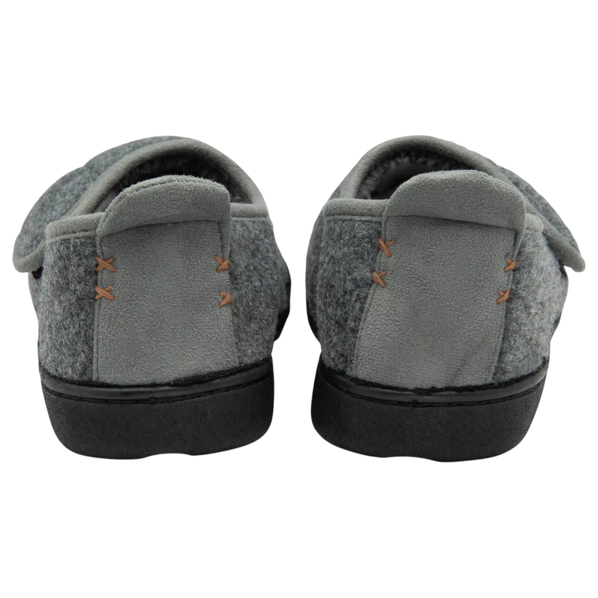 Dunlop men’s orthopaedic slippers with touch fastening and memory foam insole in charcoal grey