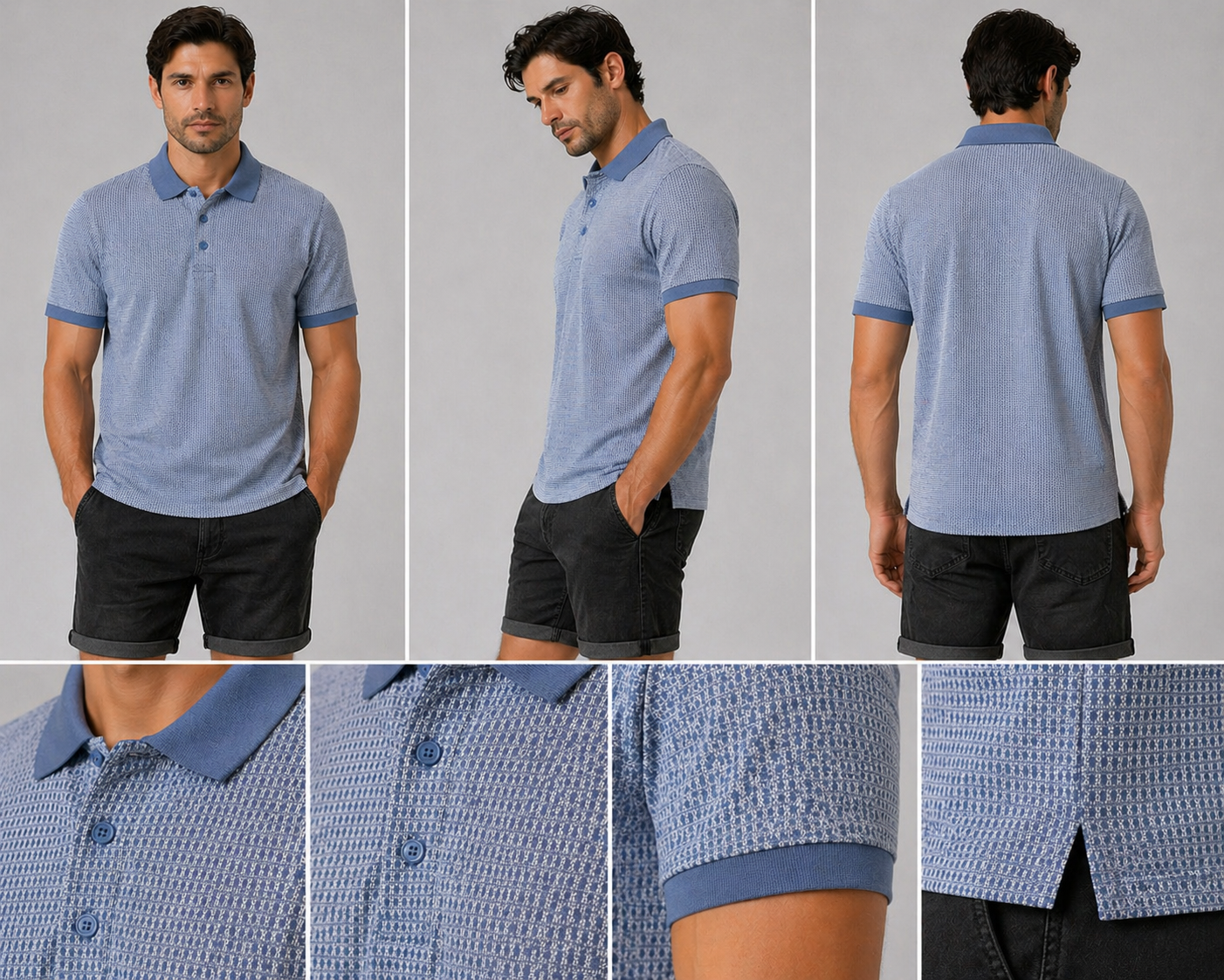 Men’s smart casual polo shirt with micro pattern design
