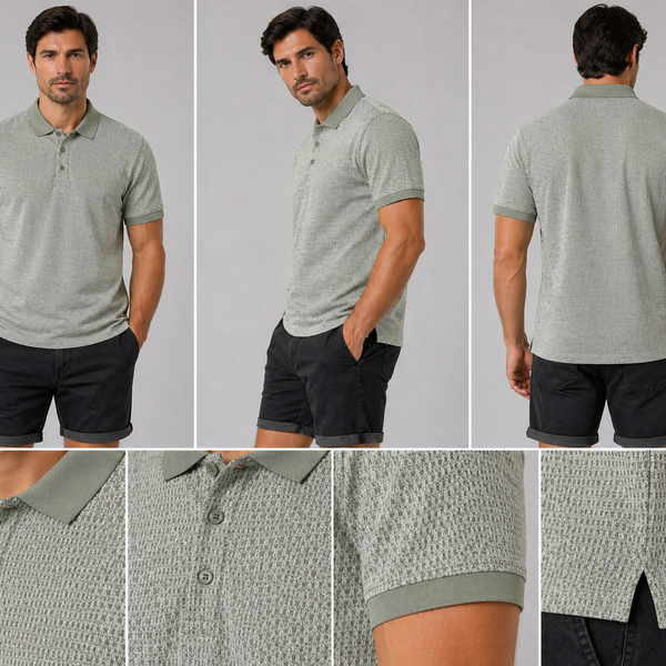Men's Textured Polo (Sage)