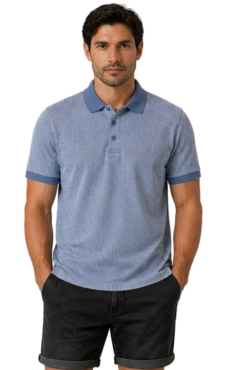 Men’s smart casual polo shirt with micro pattern design