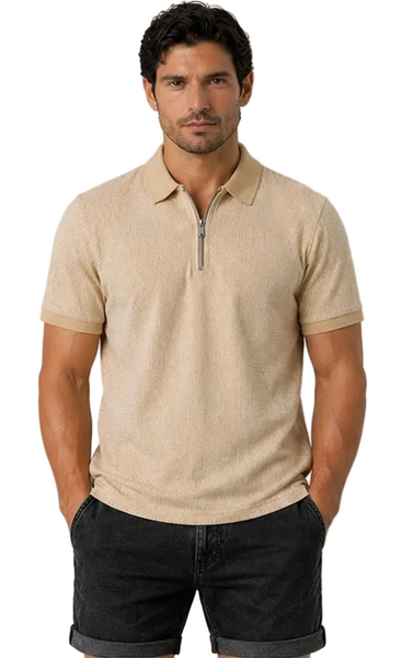 Mens Textured Polo (Stone)