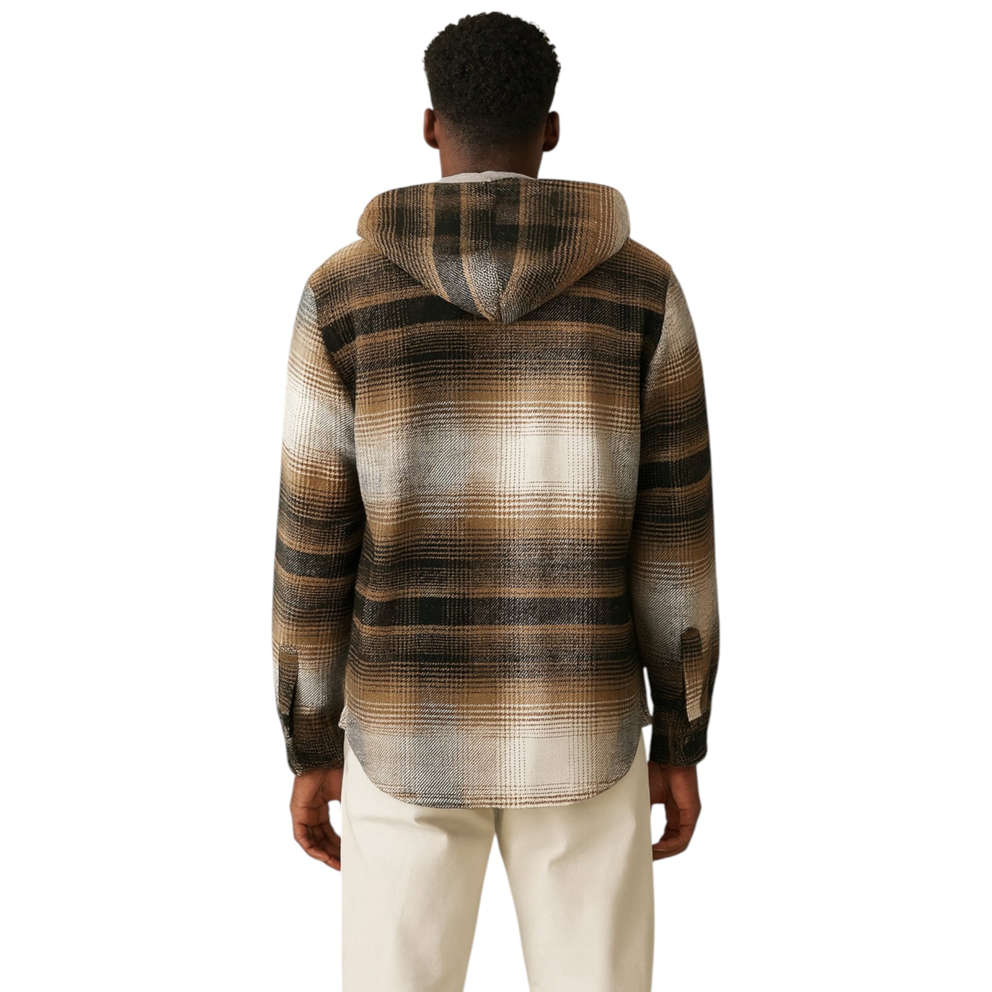 Men's Ex Store 100% Linen Check Shirt in Tan Check - Ex Zara 