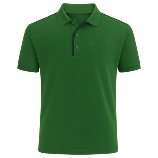Men's green with navy lining polo shirt top