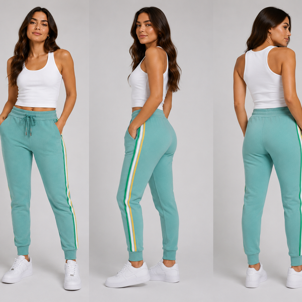 Ladies Fully Lined Contrast Stripe Joggers (Mint)