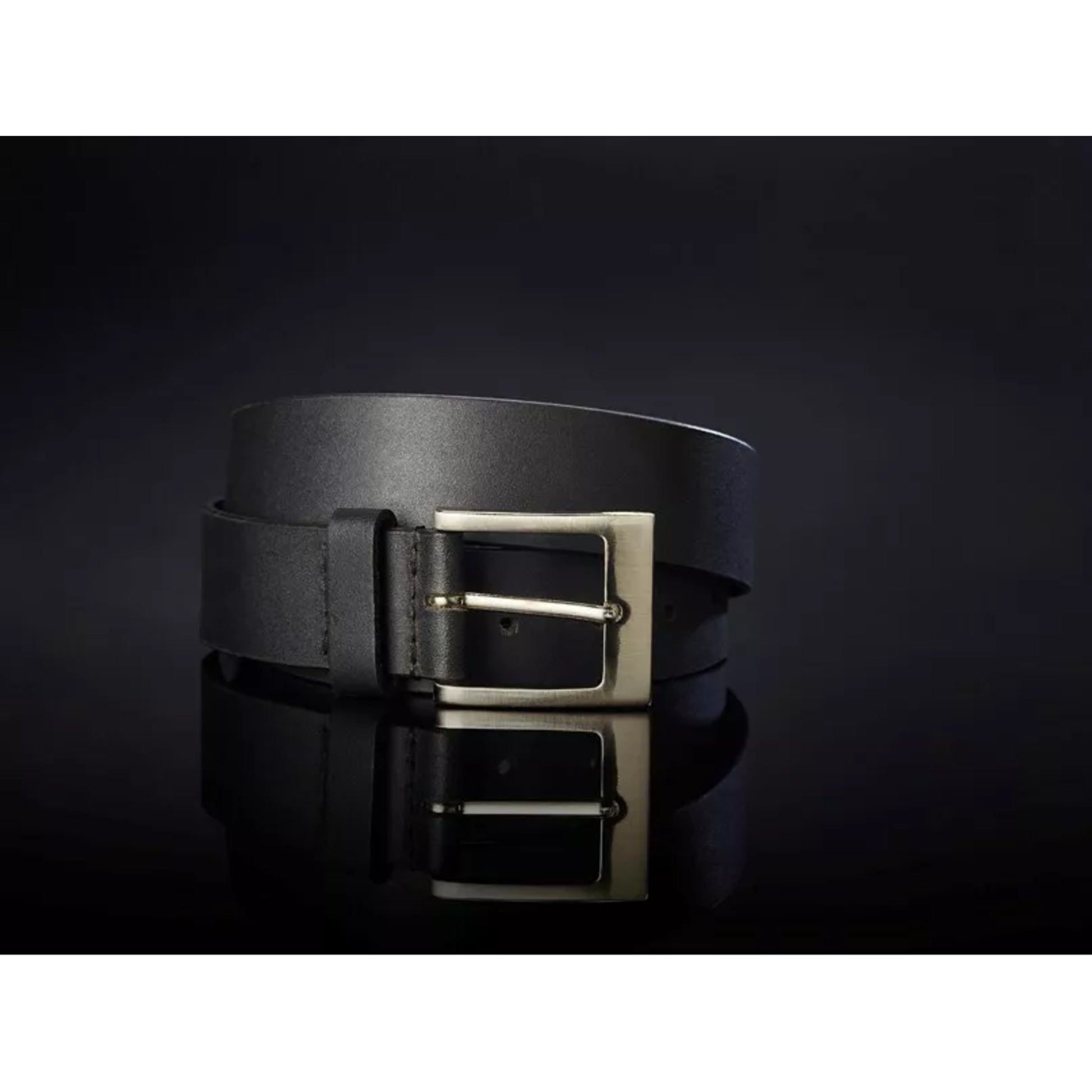 Men's Nicky Adams genuine full grain leather belt in black with silver buckle